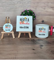 Harita Mühendisi Hediye Seti Kupa Bardak T Kulplu, Dekoratif Taş, Anahtarlık Mühendisler Günü Hediye (Model 1)
