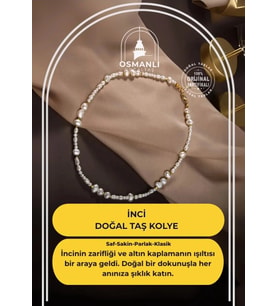İnci Altın Kaplama Doğal Taş Kolye