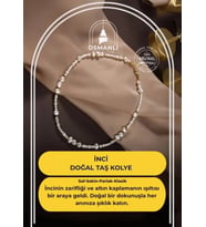 İnci Altın Kaplama Doğal Taş Kolye