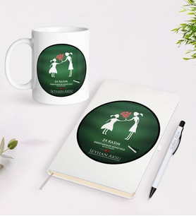 BK Gift Kişiye Özel İsimli Öğretmenler Günü Tasarımlı Defter Kalem Kupa Hediye Seti - 18, Öğretmene Hediye, Öğretmenler Günü