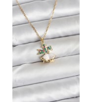 316L Çelik Zincir Gold Renk Chirtsmas Bell Model Yılbaşı Temalı Kadın Kolye 58 - SSSSSS7379-7