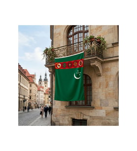 Türkmenistan Bayrağı Premium Raşel Kumaş 150x225 Cm