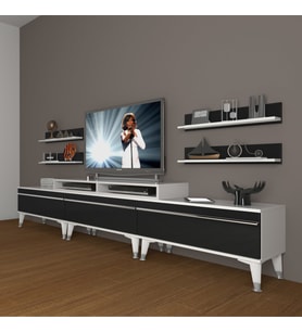 Decoraktiv Ekoflex 270R Mdf Silver Tv Ünitesi Tv Sehpası - Beyaz Siyah (Siyah - Beyaz)