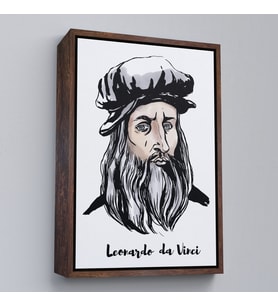 Çerçeveli Leonardo da Vinci Dekoratif Kanvas Tablo (Kahverengi)