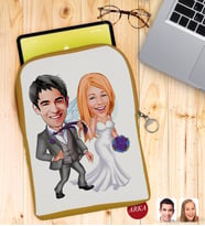 BK Gift Kişiye Özel Evleniyoruz Karikatürlü Taşınabilir Koruyucu Tablet Kılıfı & Organizer Çanta - Sarı-6