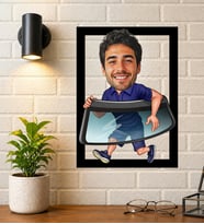 Kişiye Özel Oto Camcı Karikatürlü Çerçeveli Tablo – Fotoğraftan Oto Cam Ustası Portresi Hediyesi