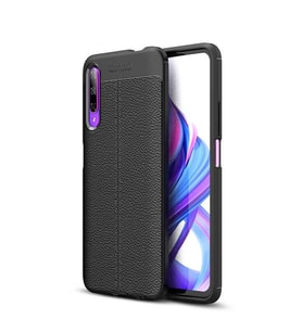 Huawei P Smart Pro 2019 Kılıf Deri Tarzı Niss Silikon Case (Siyah)
