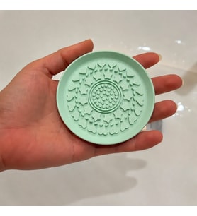 3D Baskı Makyaj Fırçası Temizleme Pedi - Desenli Aparat-Mint