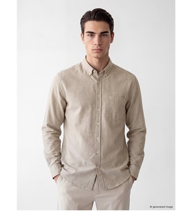 LCWAIKIKI Classic Kahverengi Regular Fit Çizgili Gabardin Erkek Gömlek