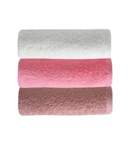 3 lü Düz Renk El Yüz Havlu Seti %100 Pamuklu 50x90 Cm Gül-Pembe-Beyaz