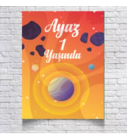 Uzay ve Gezegenler Temalı Doğum Günü Afişi 35X50 cm