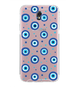 PrintiFy Samsung Galaxy J7 Pro ile Uyumlu Nazar Boncuğu 1  Kamera Korumalı Şeffaf Silikon Kılıf