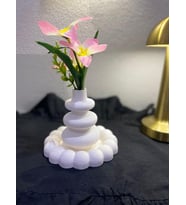 Yuvarlak Desenli Altlık Minimalist Vazo ,Süs Hediyelik Dekoratif Ürünler (Beyaz)