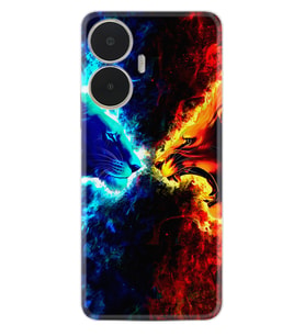 Realme C55 Kılıf Silikon Desen Özel Seri Red Blue Leon 1714
