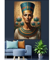 Antik Mısır Kraliçesi Nefertiti Portresi Dekoratif Kanvas - Mdf Ahşap Tablo