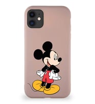 Apple iPhone 11 Soft Premier Kapak Mickey Mouse-D Tasarımlı Silikon Kılıf - Pudra (Şeffaf)