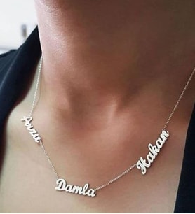 İsimli Kolye 925k Gümüş Kişiye Özel
