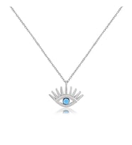 EMILIANO JEWELLERY Turkuaz Taşlı Göz Figürlü Gümüş Rengi Kaplama Gümüş Kolye