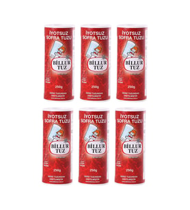 Billur Tuz İyotsuz 250 gr Tuzluklu x 6 Adet