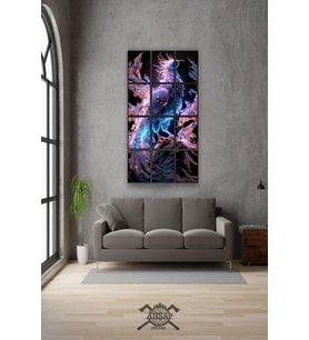 12 parça Anka Kuş Renk Çerçeve Görünümlü Mdf tablo Duvar Süsü Hediyelik Eşya (45cm x 85cm)