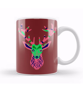Deer Artwork Funny Cute Animals Kupa Bardak Porselen