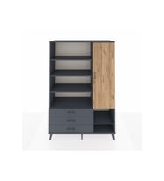 Hyperion Dolap 9 Raflı 3 Çekmeceli Tek Kapaklı  132x44x195 Antrasit-Çam/Antrasit