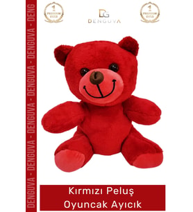 #Ayıcık Kırmızı Yumuşak Kaliteli Hediyelik Sevimli Dekoratif Bebek Peluş Oyuncak Ayıcık 25 cm