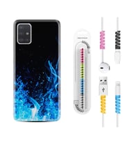 Samsung a71 A72 A73 A7 A9 2018 C7 C9 Kılıf Kablo Koruma Spiral Silikon Blue Fire 1678