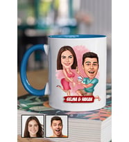 Sevgiliye Hediye Benimle Evlenir Misin  Karikatürlü Mavi Kupa Bardak