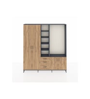 Arges Gardrop 13 Raflı 3 Çekmeceli 4 Kapaklı 220x30x243 Antrasit-Çam