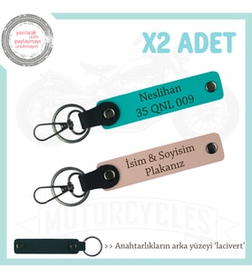 Lojistik Firma Çalışanlarına Özel İsim Ve Plaka Yazılı x2 Anahtarlık Seti, Yavruağzı-K Turkuaz-Laci
