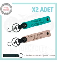 Lojistik Firma Çalışanlarına Özel İsim Ve Plaka Yazılı x2 Anahtarlık Seti, Yavruağzı-K Turkuaz-Laci