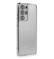 Galaxy S21 Kılıf Lensli Silikon - Gümüş
