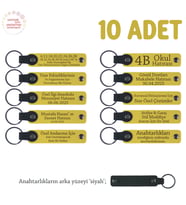 Sarı & Siyah, Yurtdışı Programına Katılanlara, 10’lu Set, Üzerine İsim Yazılabilen Deri Anahtarlık
