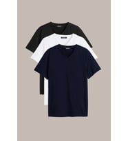 Erkek Çok Renkli T- Shirt Regular Fit Rahat Kesim V Yaka 3'lü Basic Tişört Paketi (Lacivert)