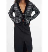 Kadın Modern Tarz Slim V Yaka Regular Triko Hırka (Siyah)