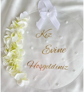 Kişiye Özel Pleksi Gelin-Damat Evi Kapı Süsü (Gümüş)