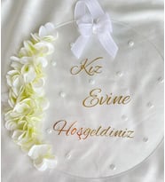Kişiye Özel Pleksi Gelin-Damat Evi Kapı Süsü (Gümüş)