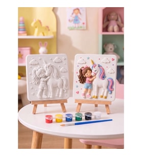 15x15 Kız ve Unicorn Taş Boyama Seti – Çocuk ve Yetişkin Hobi Kiti