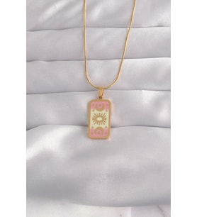 316L Çelik Gold Renk Karışık Mineli Ay Figür Tarot Kolye TJ-BKO9036