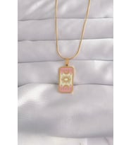 316L Çelik Gold Renk Karışık Mineli Ay Figür Tarot Kolye TJ-BKO9036