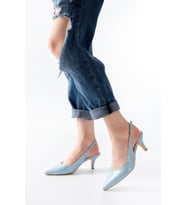 ST-1152 Kahve Rugan Günlük 7 cm Topuklu Kadın Ayakkabı (Bebe Mavi)