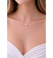 14K Altın Renginde M Harf Minimal Model Çelik Kadın Kolye