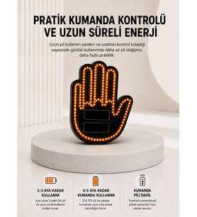 Pilli Led Işık Araç Camı İçin Uzaktan Kumandalı El Simgesi