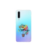 Huawei P30 ile Uyumlu Splash Bukalemun Tasarımlı Şeffaf Silikon Kılıf