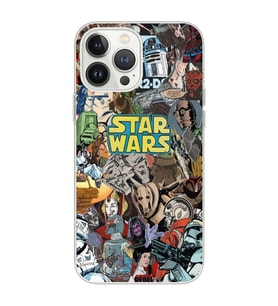 Iphone 12 Pro Uyumlu Star Wars Kolaj Tasarımlı Şeffaf Telefon Kılıfı