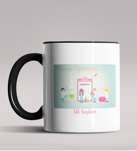 Kişiye Özel Kimya Öğretmeni Tasarım Siyah Renk Kupa Bardak 2 (Siyah)