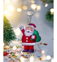 Ahşap Yeni Yıl Hediye Dağıtan Noel Baba Anahtarlık
