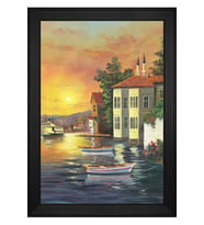 İstanbul Yalıları Motifli Kanvas Tablo 80 x 110 cm Siyah Çerçeve