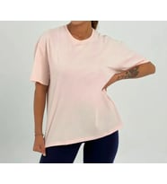 Yuvarlak Yaka Kısa Kollu Pamuklu Oversize T-shirt (Pembe)
